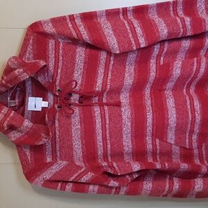 Sunday Women's XL Lightweight Hooded Sweater Soft Fabric Light Red And White